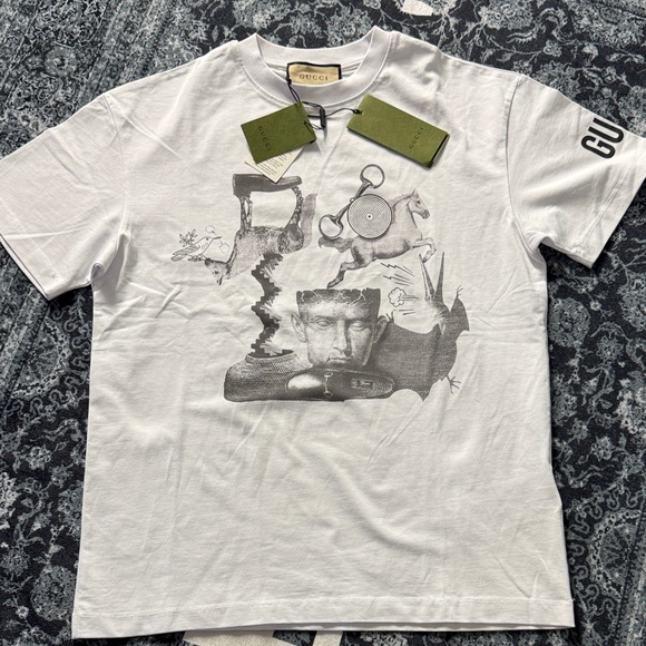 Gucci White Artistic Print Tee